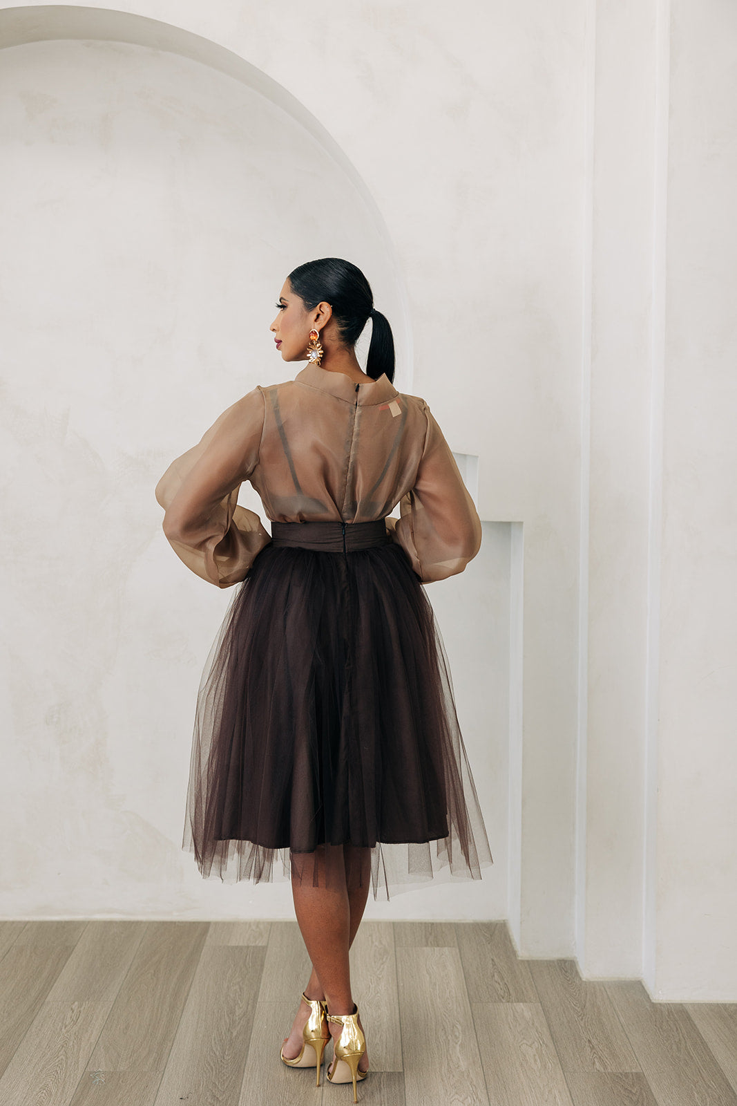 Mariam Tulle Skirt - Brown