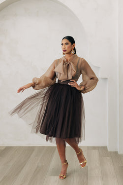 Mariam Tulle Skirt - Brown
