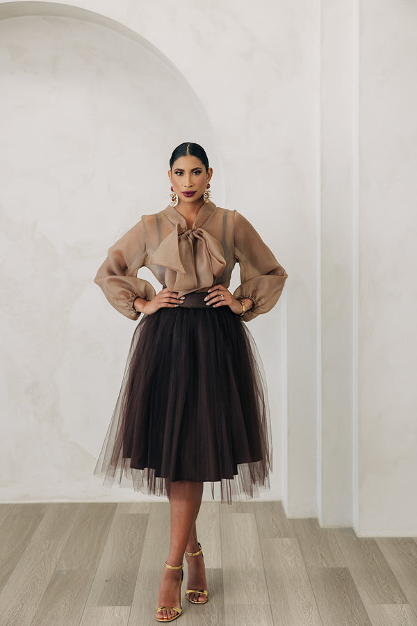 Mariam Tulle Skirt - Brown