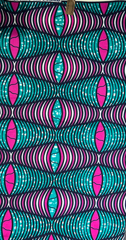 100% Cotton African Print Fabric - Pink Green