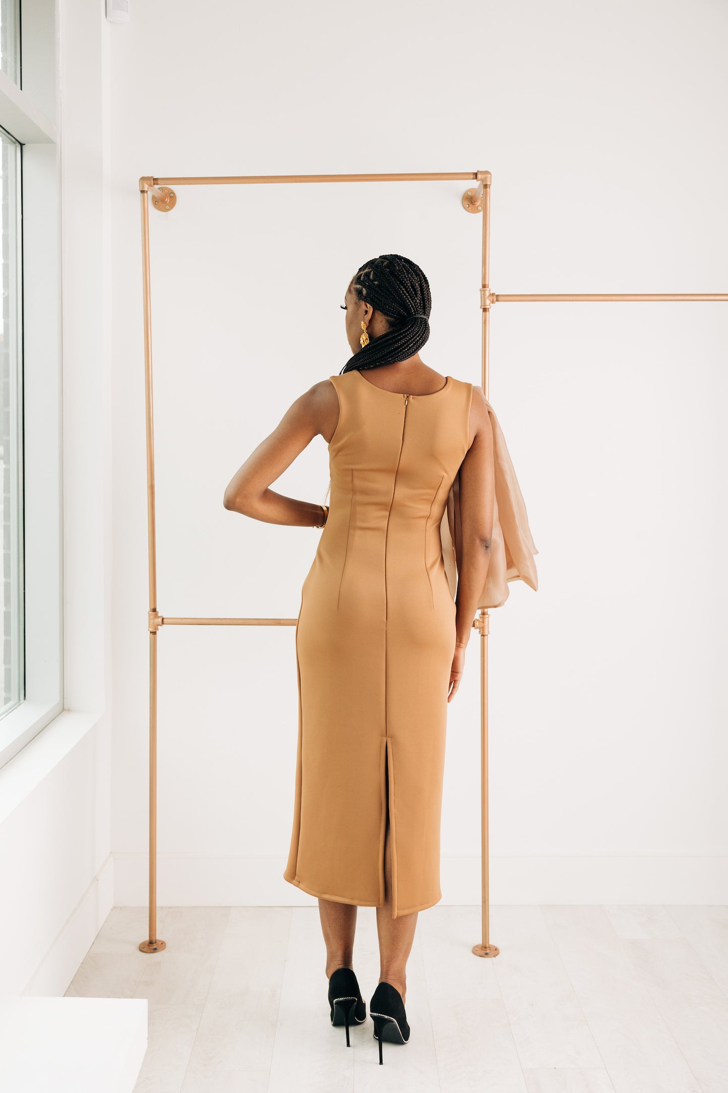 Amicah Neoprene Dress - Caramel