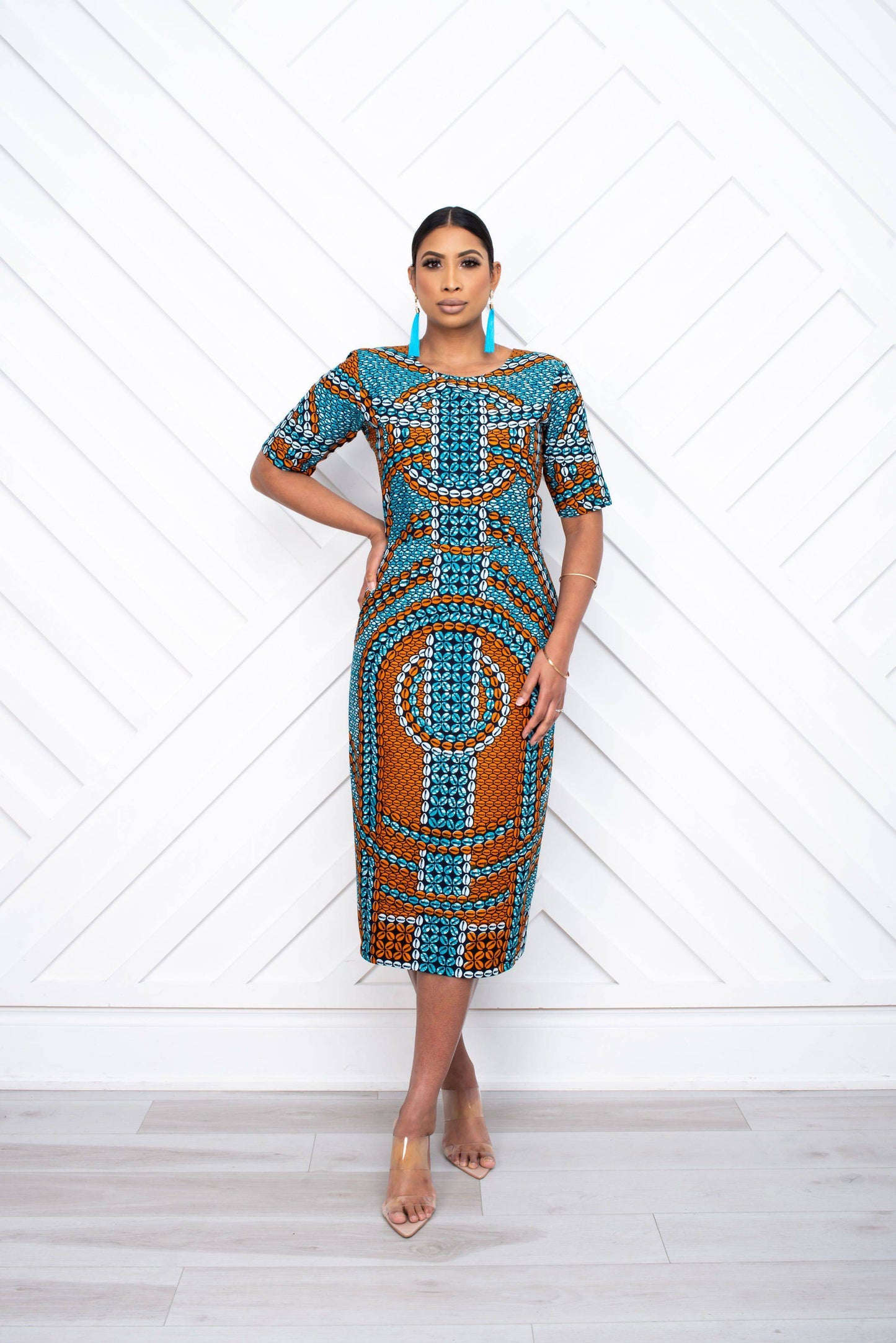 Chiara Pencil Dress - Blue - [shop-name]